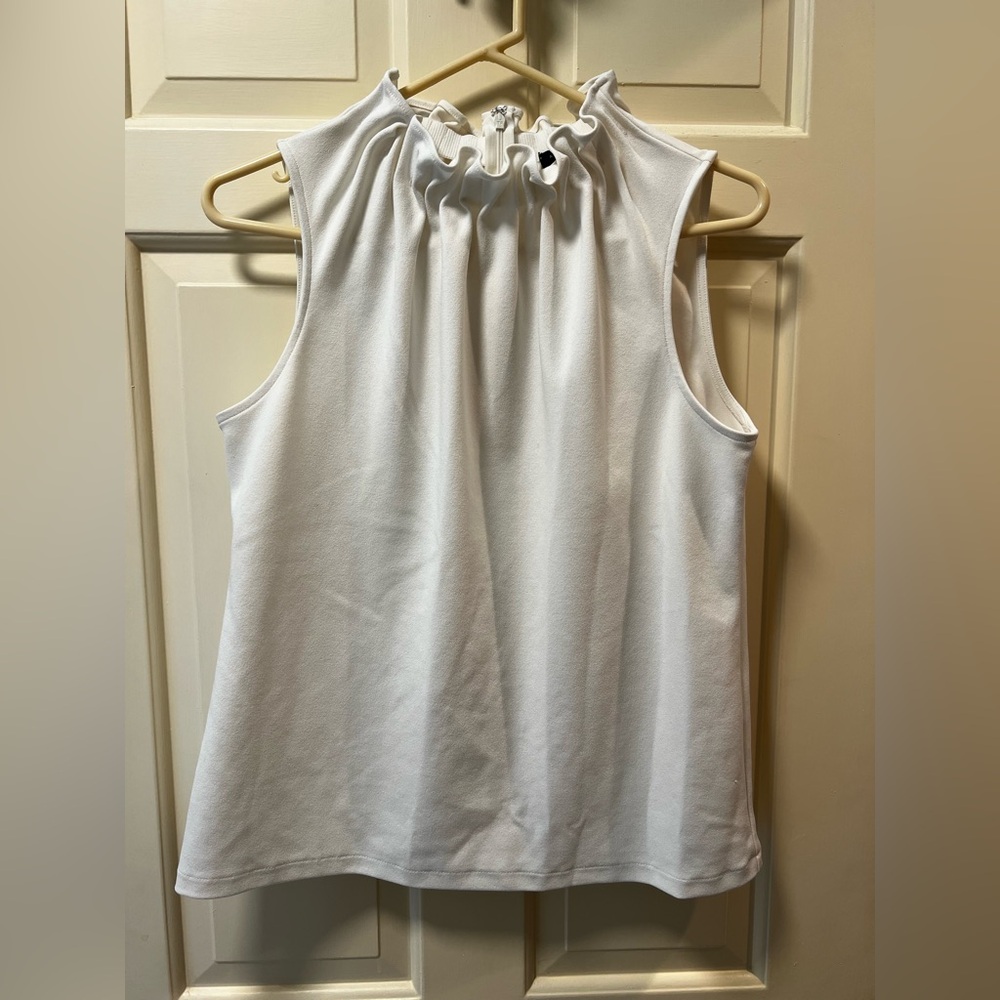 Ann Taylor White Ruched Tank Top Blouse